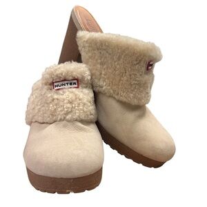 Hunter Bruson Amazonas Shearling Leather Heeled Slip On Mule Women Sz 10 Brazil